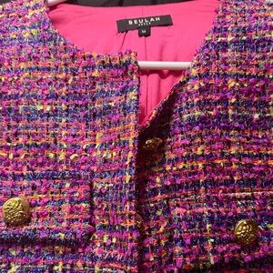 Beulah Women's Pink and Gold Tweed Blazer